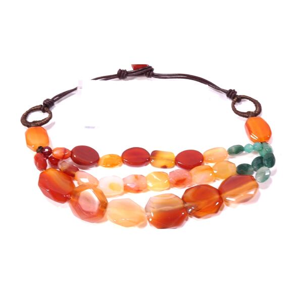 Neiman Marcus Lee Angel Earthy Emerald Gemstone Statement Layer Necklace NWT 550 - Picture 8 of 10